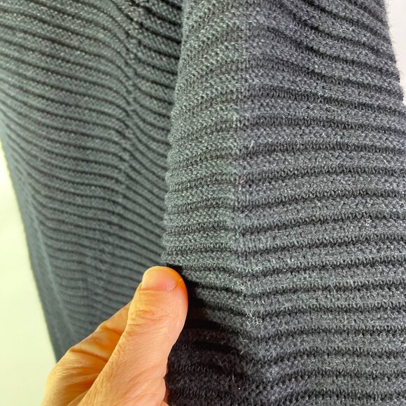 Vince Size L Black Drape Front Cardigan Cotton Ribbed - Picture 8 of 13